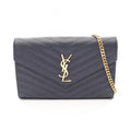 Saint Laurent Paris Shoulder Bag Cassandra Classic Navy Leather Chain Wallet