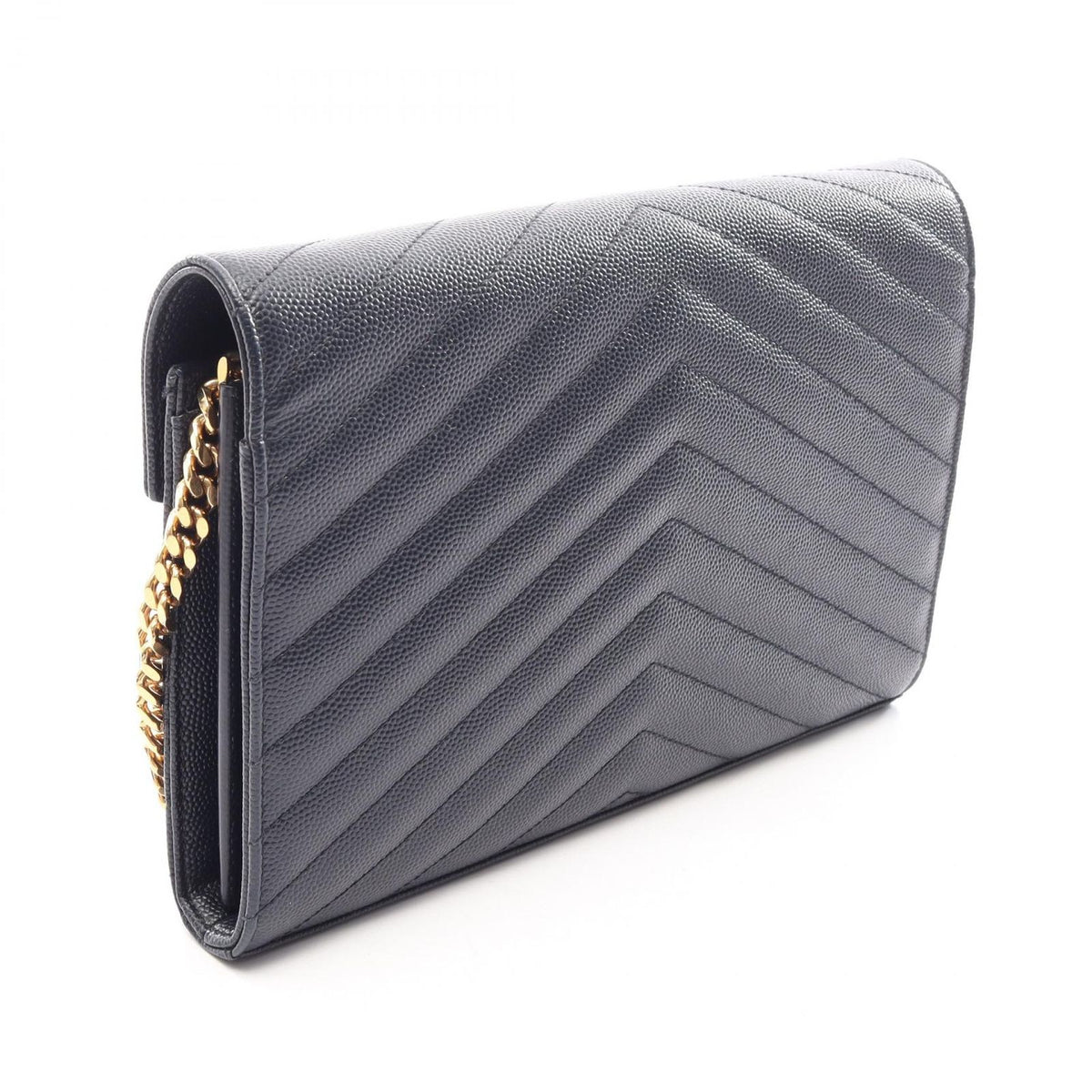 Saint Laurent Paris Shoulder Bag Cassandra Classic Navy Leather Chain Wallet — view 2