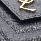 Saint Laurent Paris Shoulder Bag Cassandra Classic Navy Leather Chain Wallet — view 7