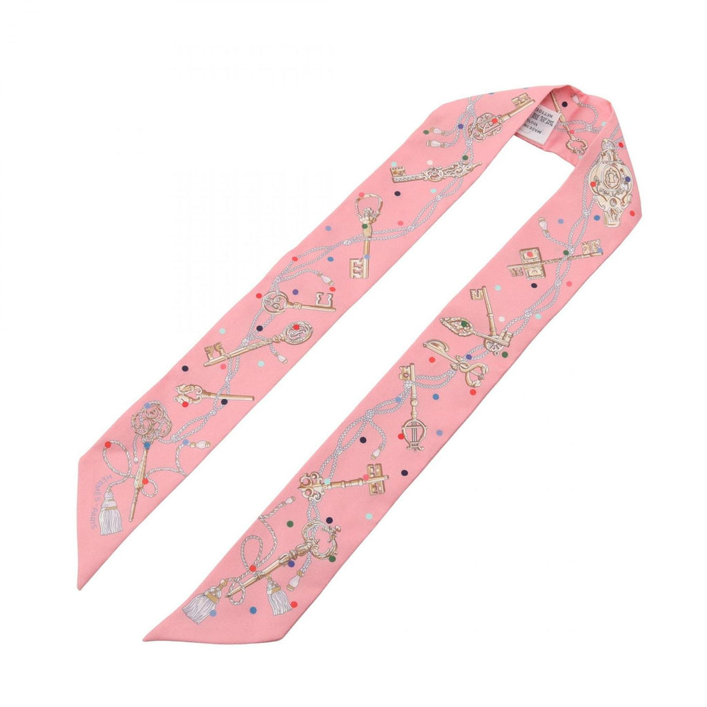 Hermes Scarf Twilly les Cles a Pois Ribbon Silk — view 2