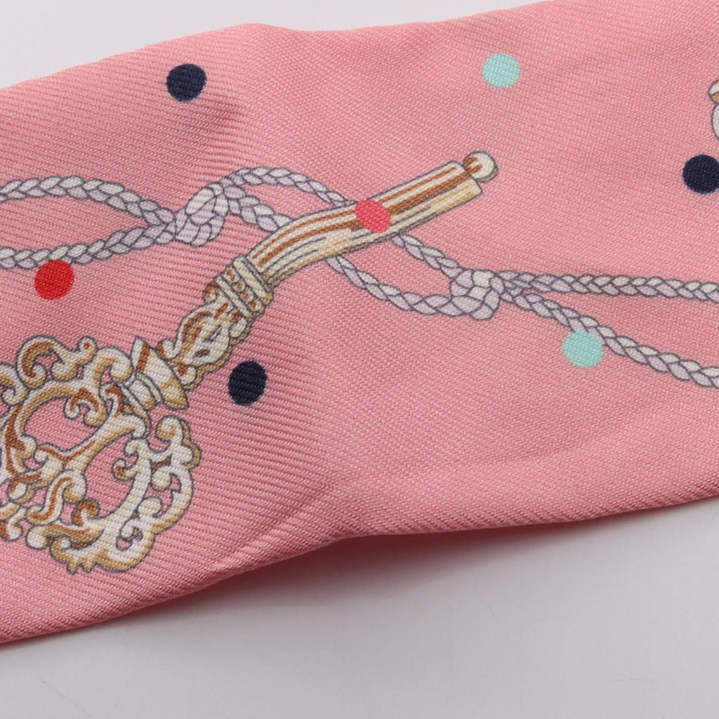 Hermes Scarf Twilly les Cles a Pois Ribbon Silk — view 6