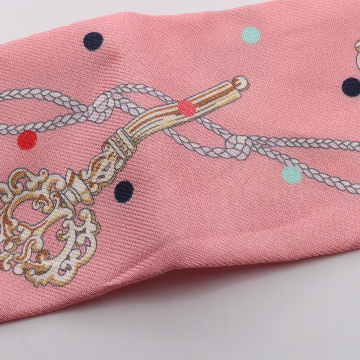 Hermes Scarf Twilly les Cles a Pois Ribbon Silk — view 6
