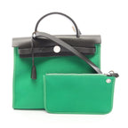 Hermes Handbag Herbag Zip PM 2-Way Bamboo Canvas Leather PM