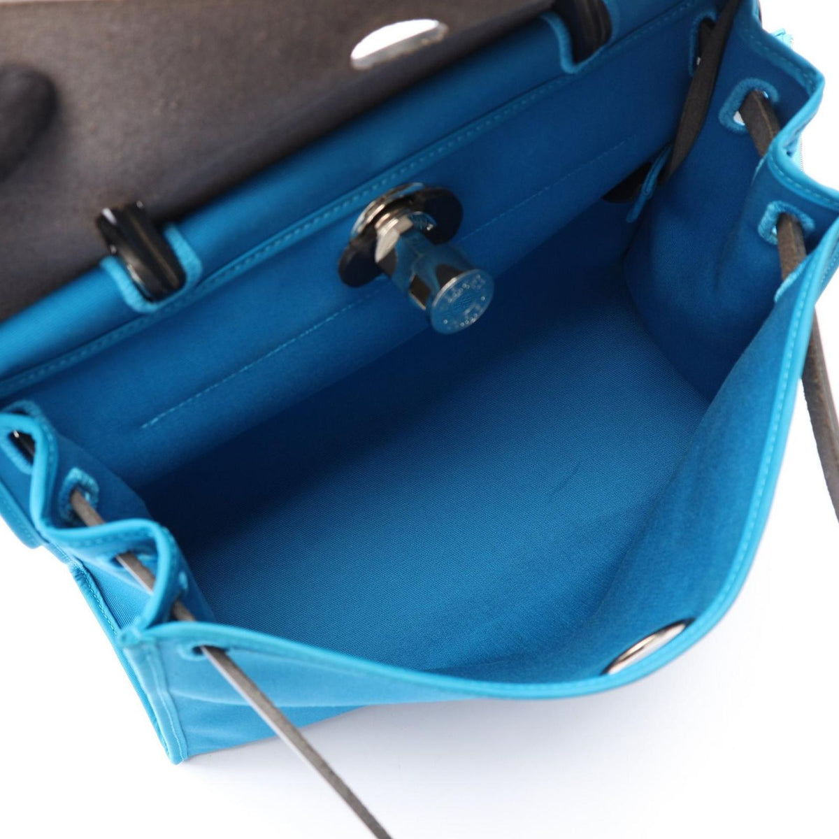 Hermes Handbag Herbag Zip PM 2-Way Blue Zanzibar Inte Canvas Leather PM Indigo — view 3