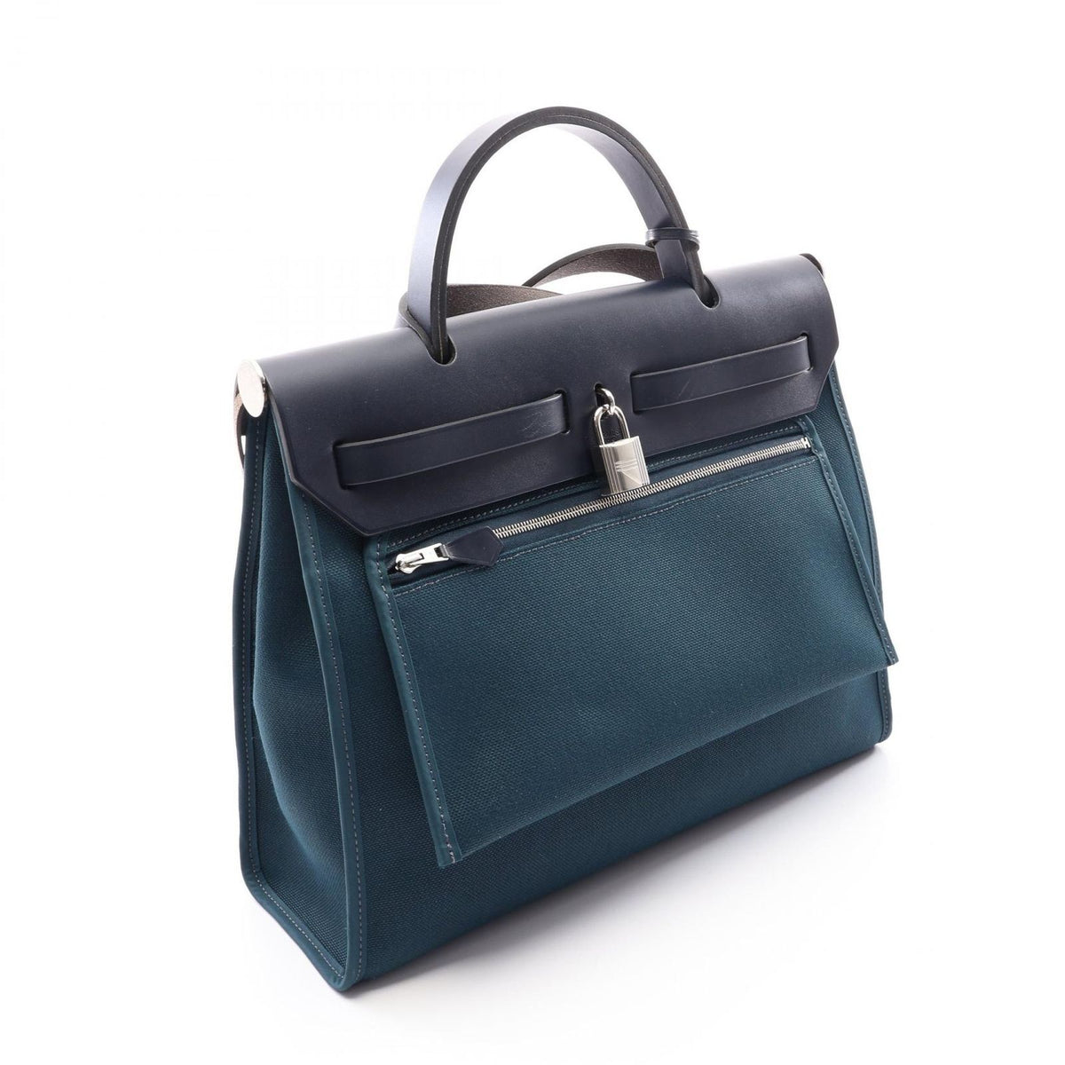 Hermes Handbag Herbag Zip PM Vert Cypres Blue Indigo 2-Way PM — view 2