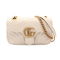 Gucci Shoulder Bag GG Marmont Off White Leather Small Chain