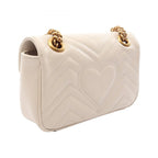 Gucci Shoulder Bag GG Marmont Off White Leather Small Chain — view 2