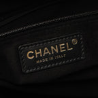 Chanel Shoulder Bag Deauville Drawstring Black Caviar Leather Logo Studs — view 4