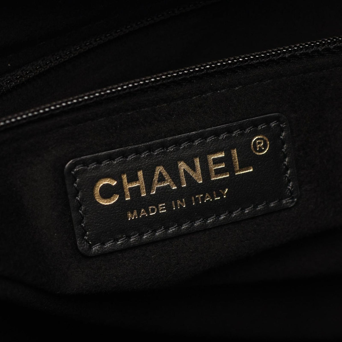 Chanel Shoulder Bag Deauville Drawstring Black Caviar Leather Logo Studs — view 4