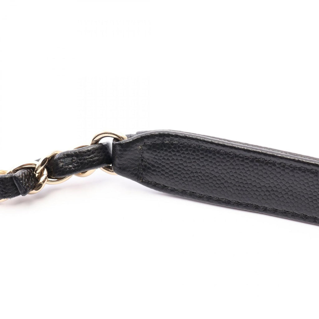 Chanel Shoulder Bag Deauville Drawstring Black Caviar Leather Logo Studs — view 8
