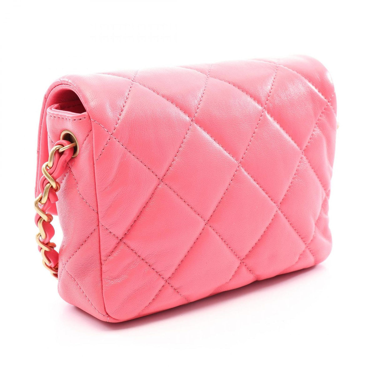 Chanel Shoulder Bag Quilted Heart Lock Fuchsia Pink Lambskin Chain — view 2