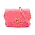 Chanel Shoulder Bag Quilted Heart Lock Fuchsia Pink Lambskin Chain