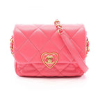 Chanel Shoulder Bag Quilted Heart Lock Fuchsia Pink Lambskin Chain