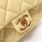 Chanel Shoulder Bag Mini Quilted Pastel Yellow Lambskin Heart Chain — view 8
