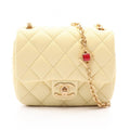 Chanel Shoulder Bag Mini Quilted Pastel Yellow Lambskin Heart Chain