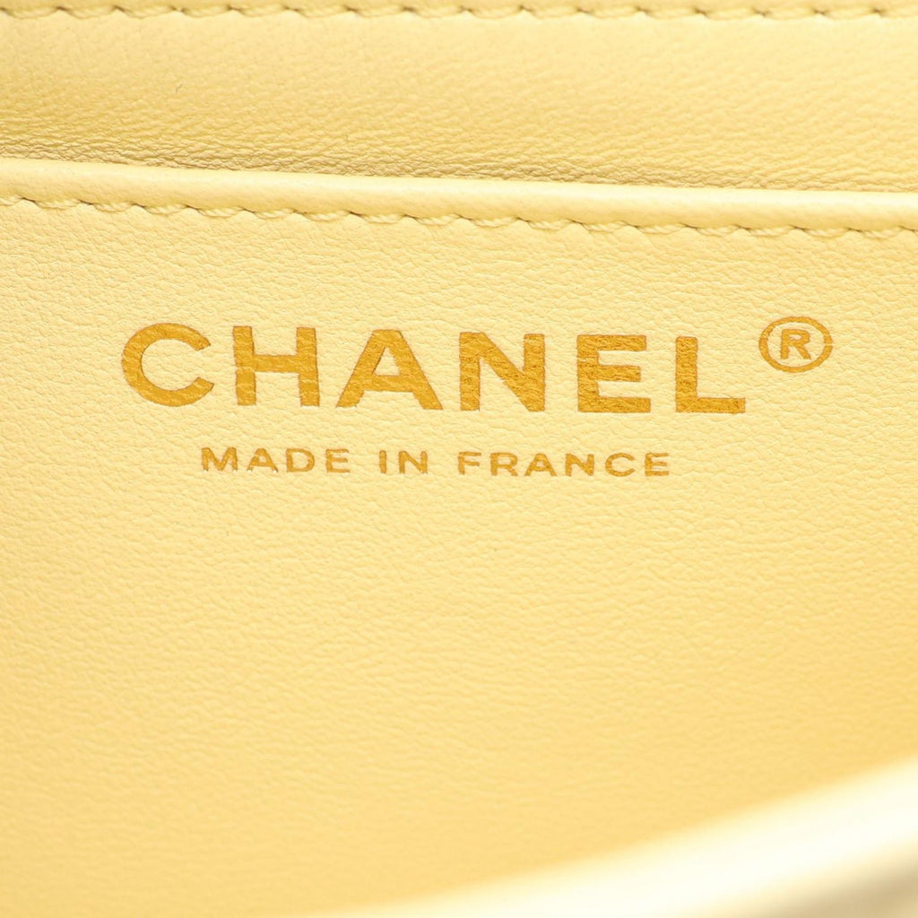 Chanel Shoulder Bag Mini Quilted Pastel Yellow Lambskin Heart Chain — view 4
