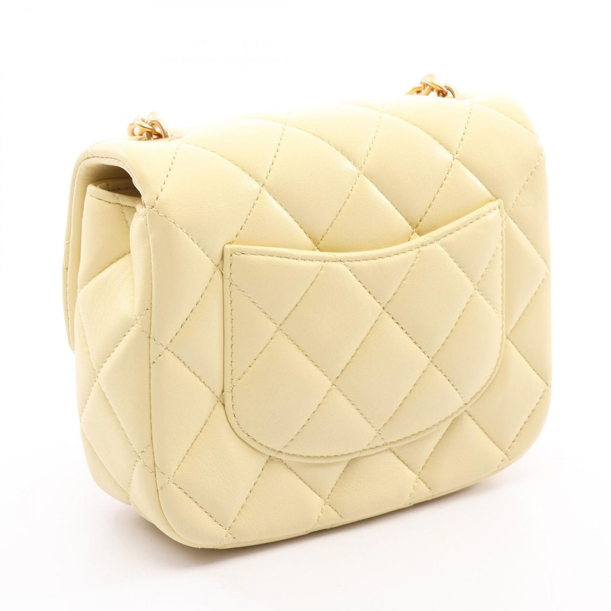 Chanel Shoulder Bag Mini Quilted Pastel Yellow Lambskin Heart Chain — view 2