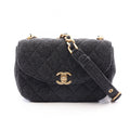 Chanel Shoulder Bag Quilted Gray Round Flap Chain