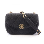 Chanel Shoulder Bag Quilted Gray Round Flap Chain
