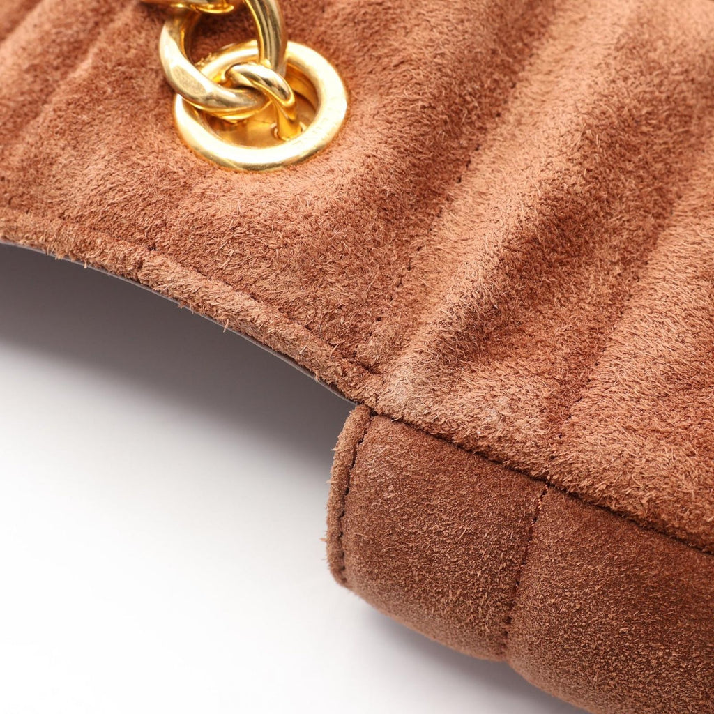 Celine Shoulder Bag Monochrome Brown Suede Matelasse Mono Chrono Chain — view 7