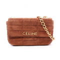 Celine Shoulder Bag Monochrome Brown Suede Matelasse Mono Chrono Chain