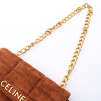 Celine Shoulder Bag Monochrome Brown Suede Matelasse Mono Chrono Chain — view 8