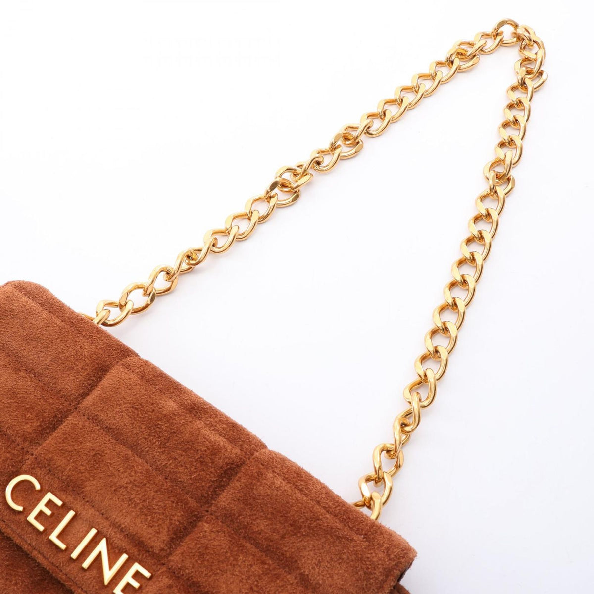 Celine Shoulder Bag Monochrome Brown Suede Matelasse Mono Chrono Chain — view 8