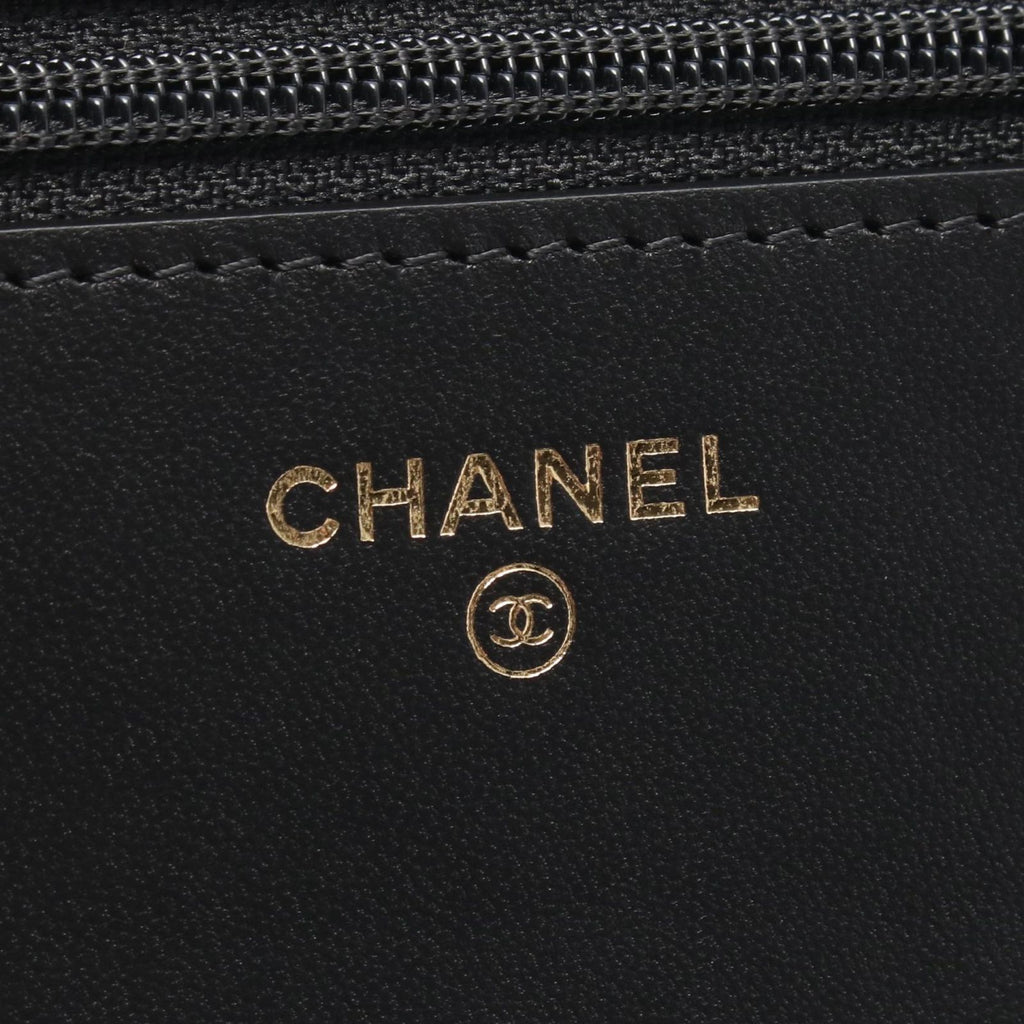Chanel Shoulder Bag Quilted Camellia Ribbon Black Light Pink Lambskin Chain — view 4