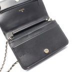 Chanel Shoulder Bag Quilted Camellia Ribbon Black Light Pink Lambskin Chain — view 6