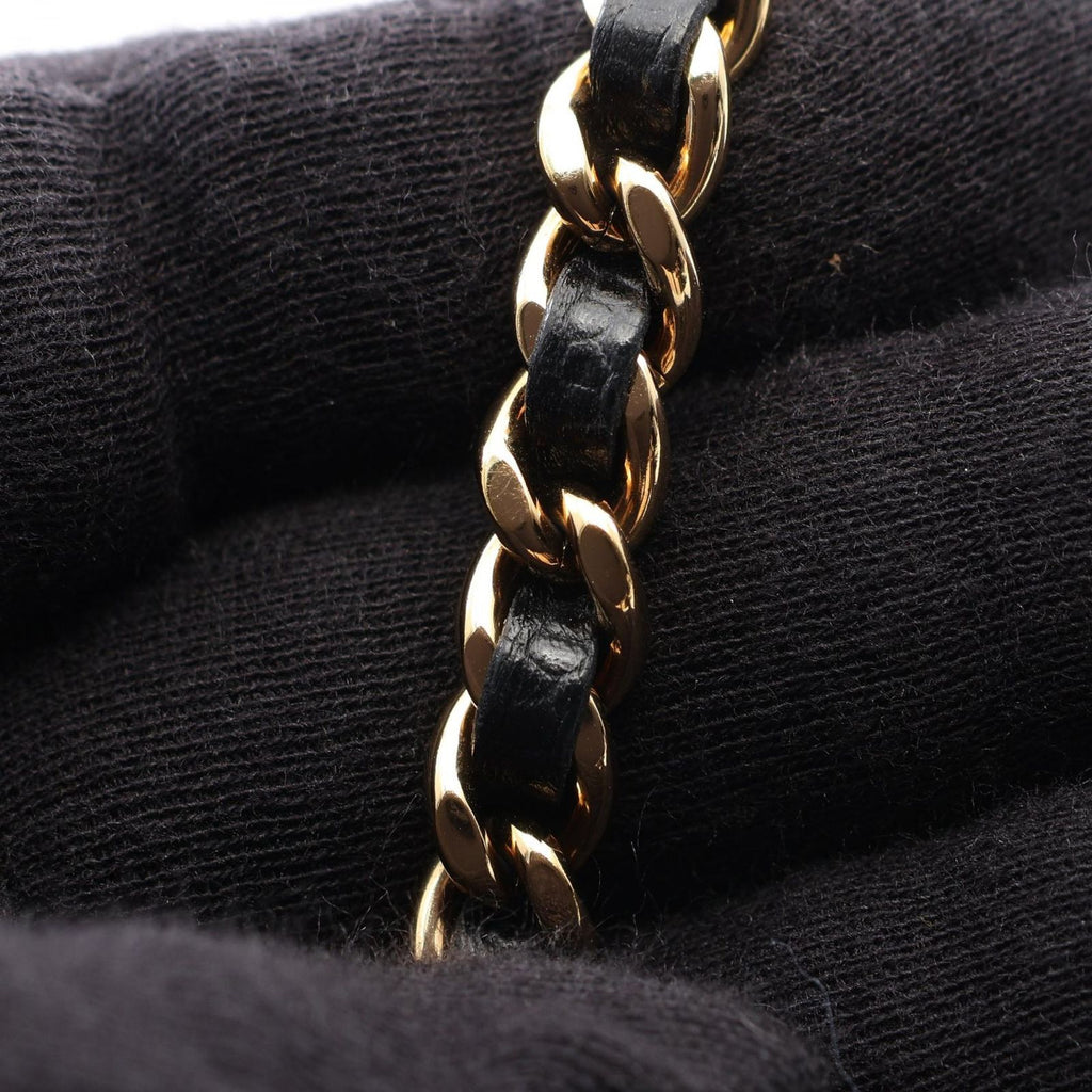 Chanel Shoulder Bag Quilted Black Caviar Leather Chain Wallet — view 8