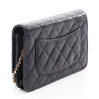 Chanel Shoulder Bag Quilted Black Caviar Leather Chain Wallet — view 2