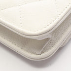 Chanel Shoulder Bag Quilted White Caviar Leather Chain Wallet — view 6