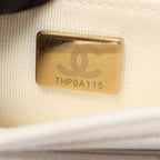 Chanel Shoulder Bag Quilted White Caviar Leather Chain Wallet — view 5