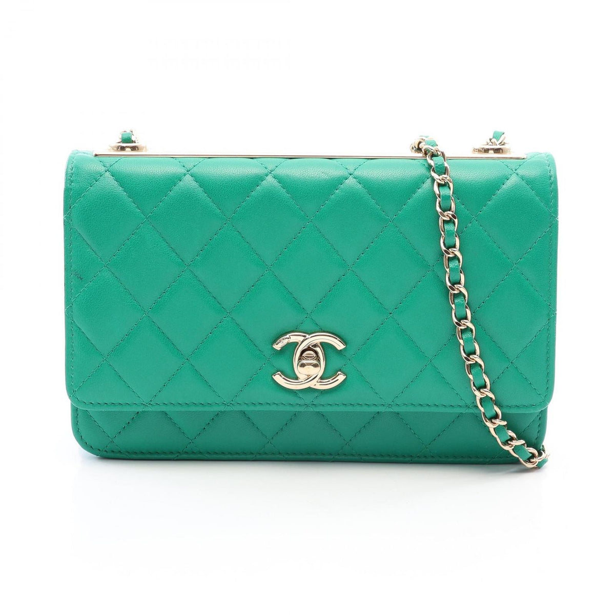 Chanel Shoulder Bag Trendy CC Quilted Green Lambskin Chain Wallet