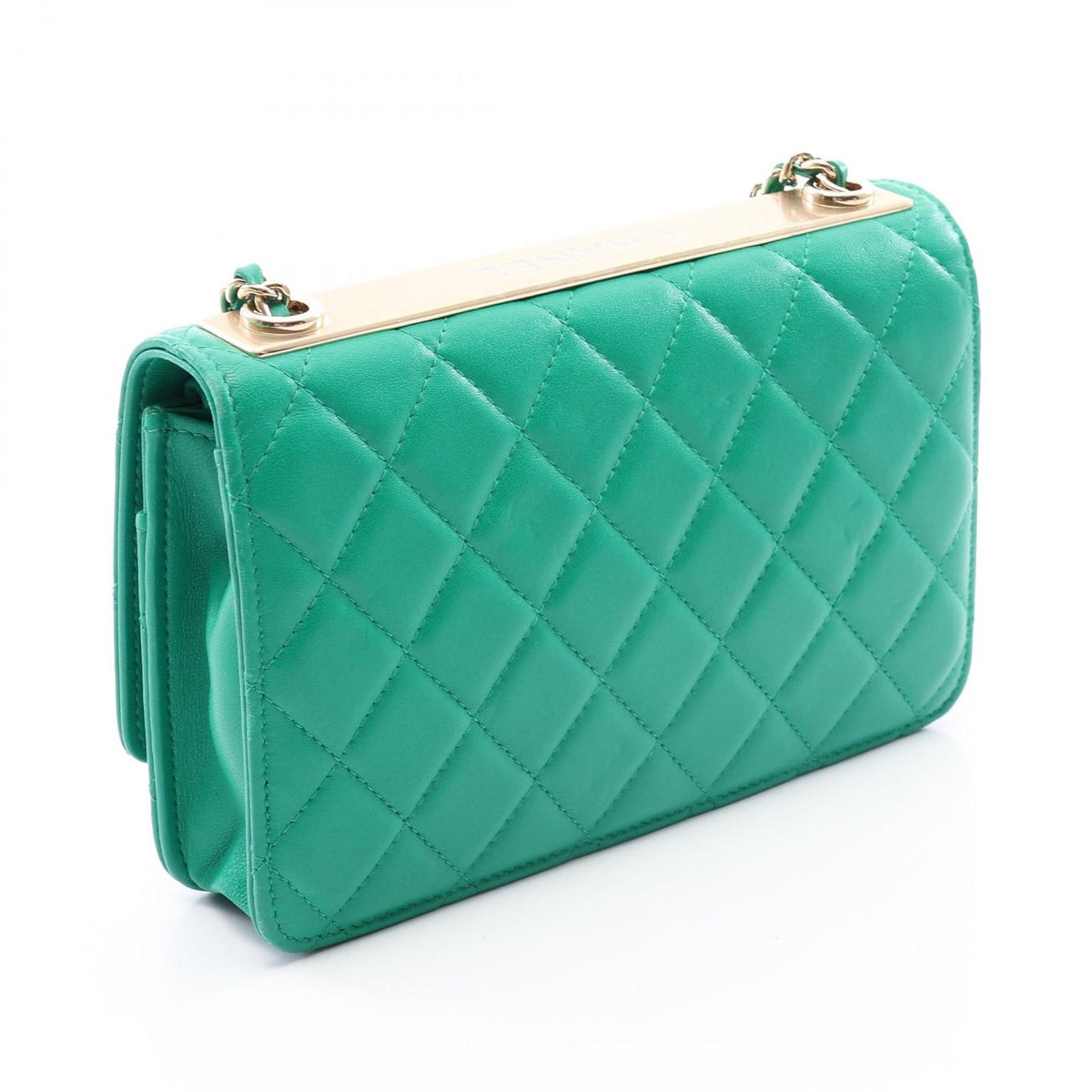 Chanel Shoulder Bag Trendy CC Quilted Green Lambskin Chain Wallet — view 2