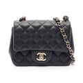 Chanel Shoulder Bag Mini Quilted Black Lambskin Chain