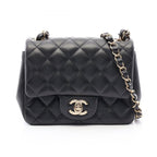 Chanel Shoulder Bag Mini Quilted Black Lambskin Chain