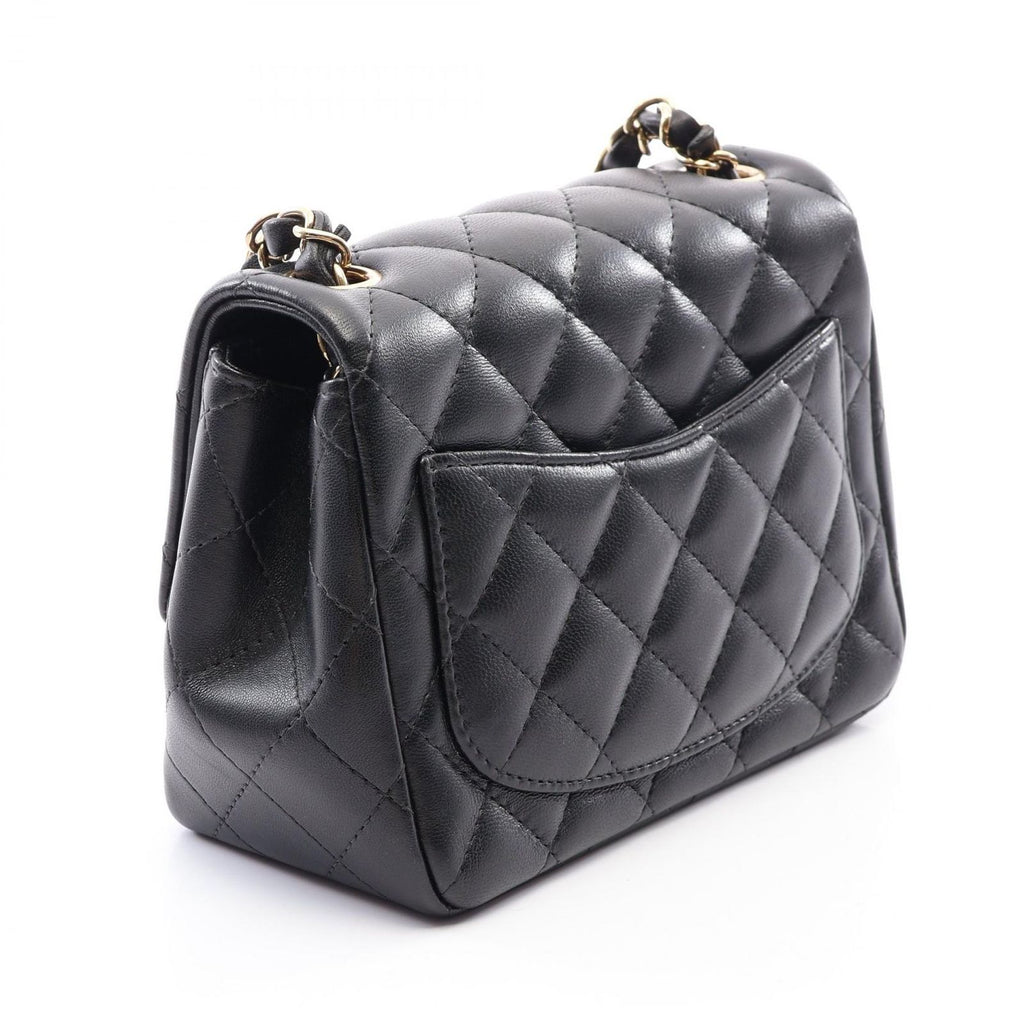 Chanel Shoulder Bag Mini Quilted Black Lambskin Chain — view 2
