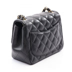Chanel Shoulder Bag Mini Quilted Black Lambskin Chain — view 2