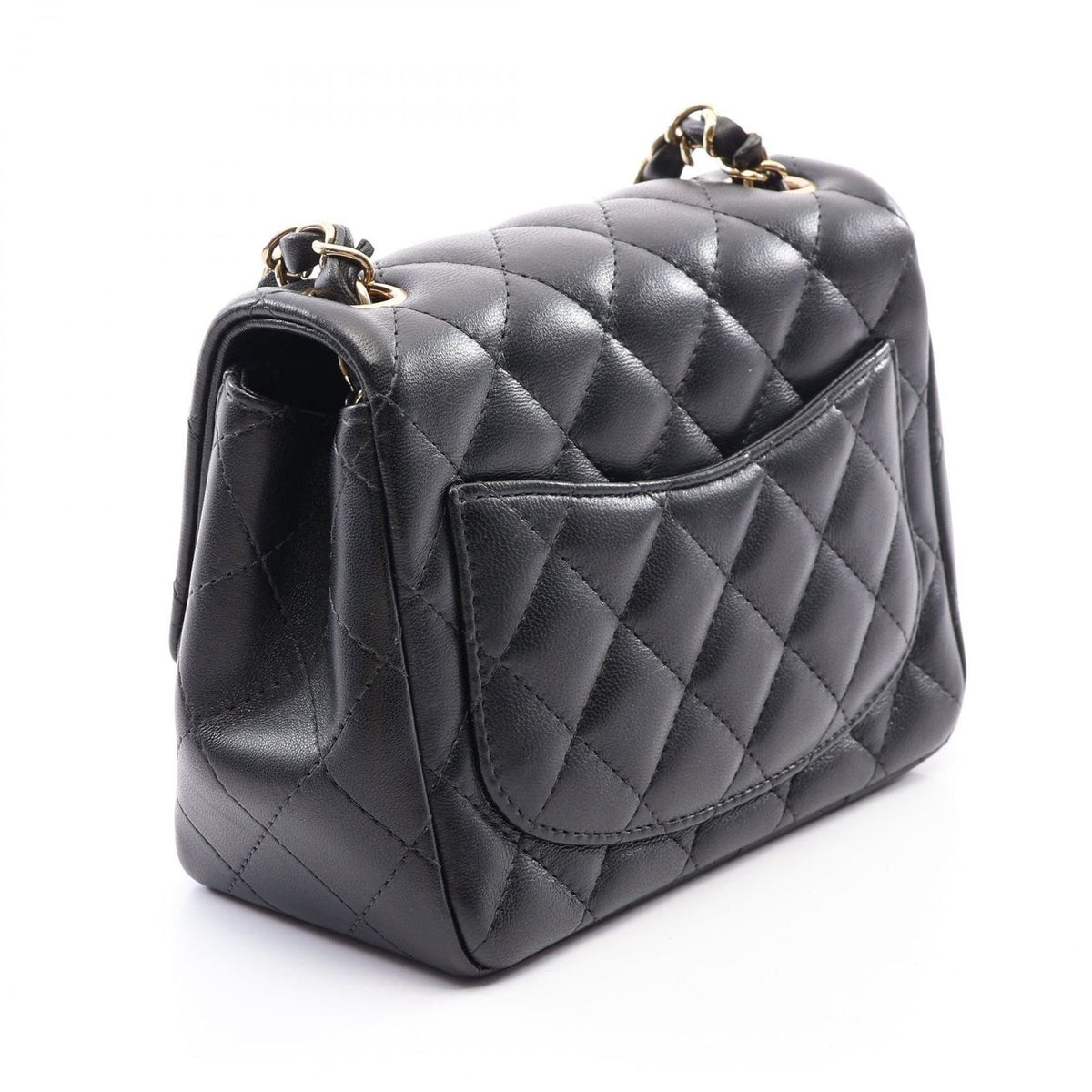 Chanel Shoulder Bag Mini Quilted Black Lambskin Chain — view 2