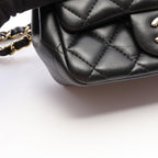 Chanel Shoulder Bag Mini Quilted Black Lambskin Chain — view 6