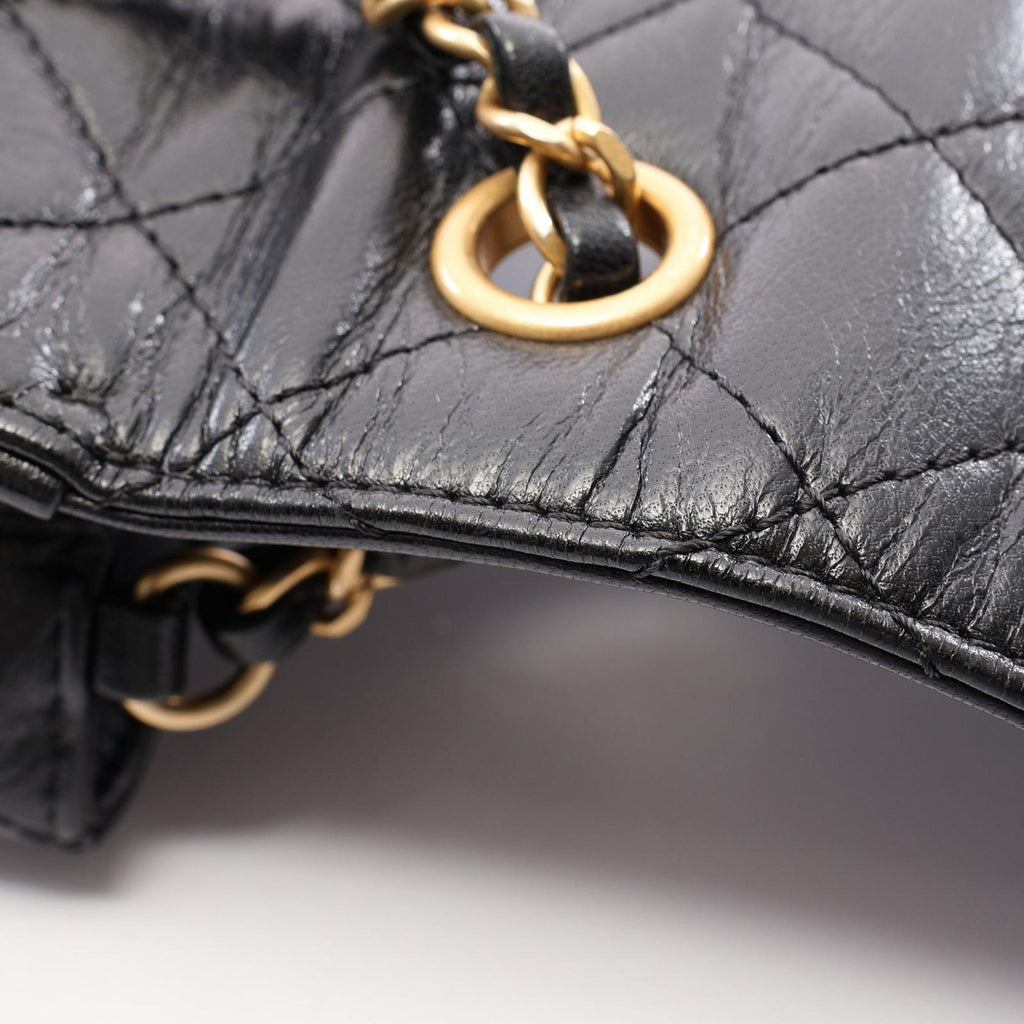 Chanel Shoulder Bag Quilted Black Leather Mini Flap Chain — view 7