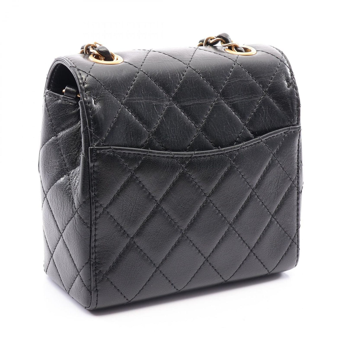 Chanel Shoulder Bag Quilted Black Leather Mini Flap Chain — view 2