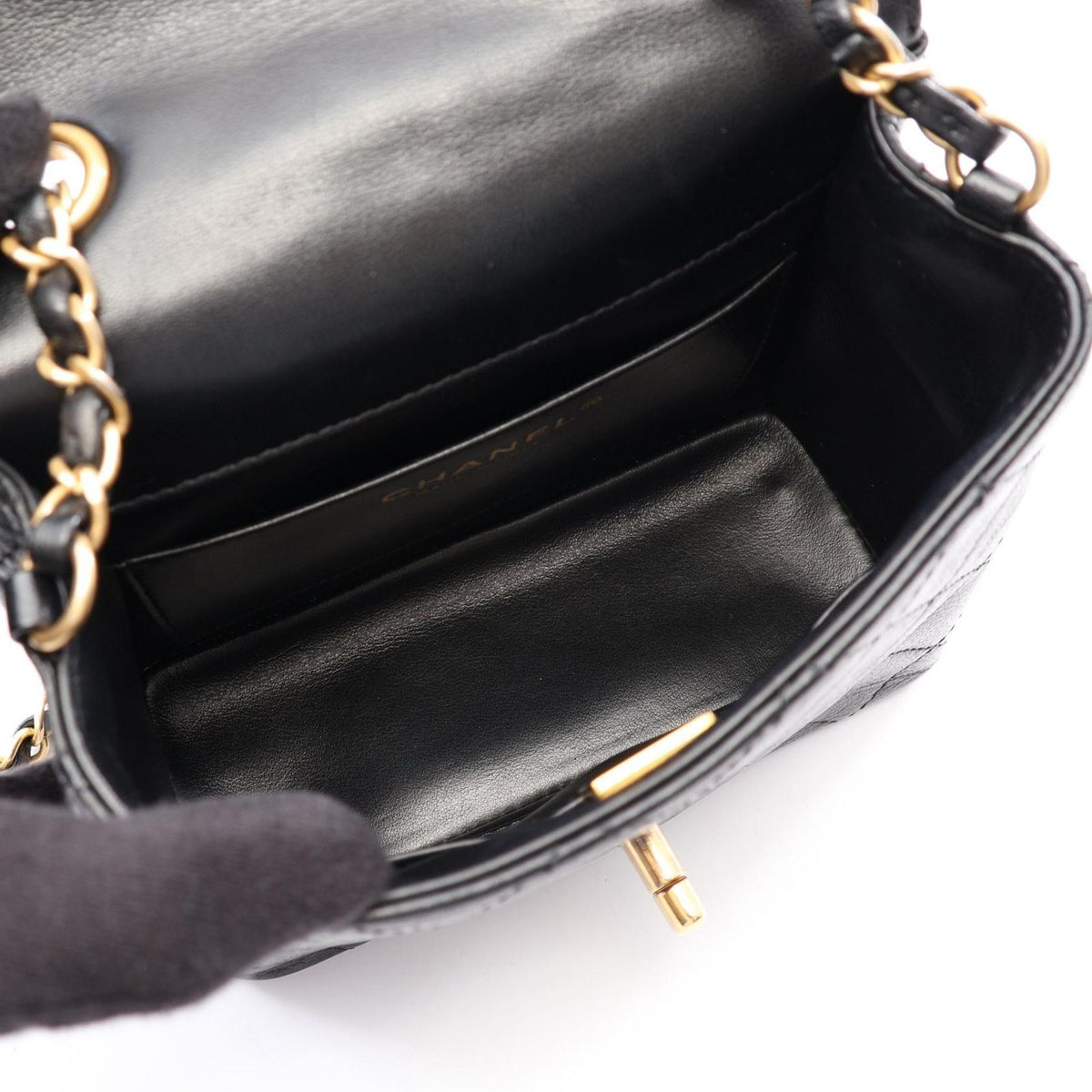 Chanel Shoulder Bag Quilted Black Leather Mini Flap Chain — view 3