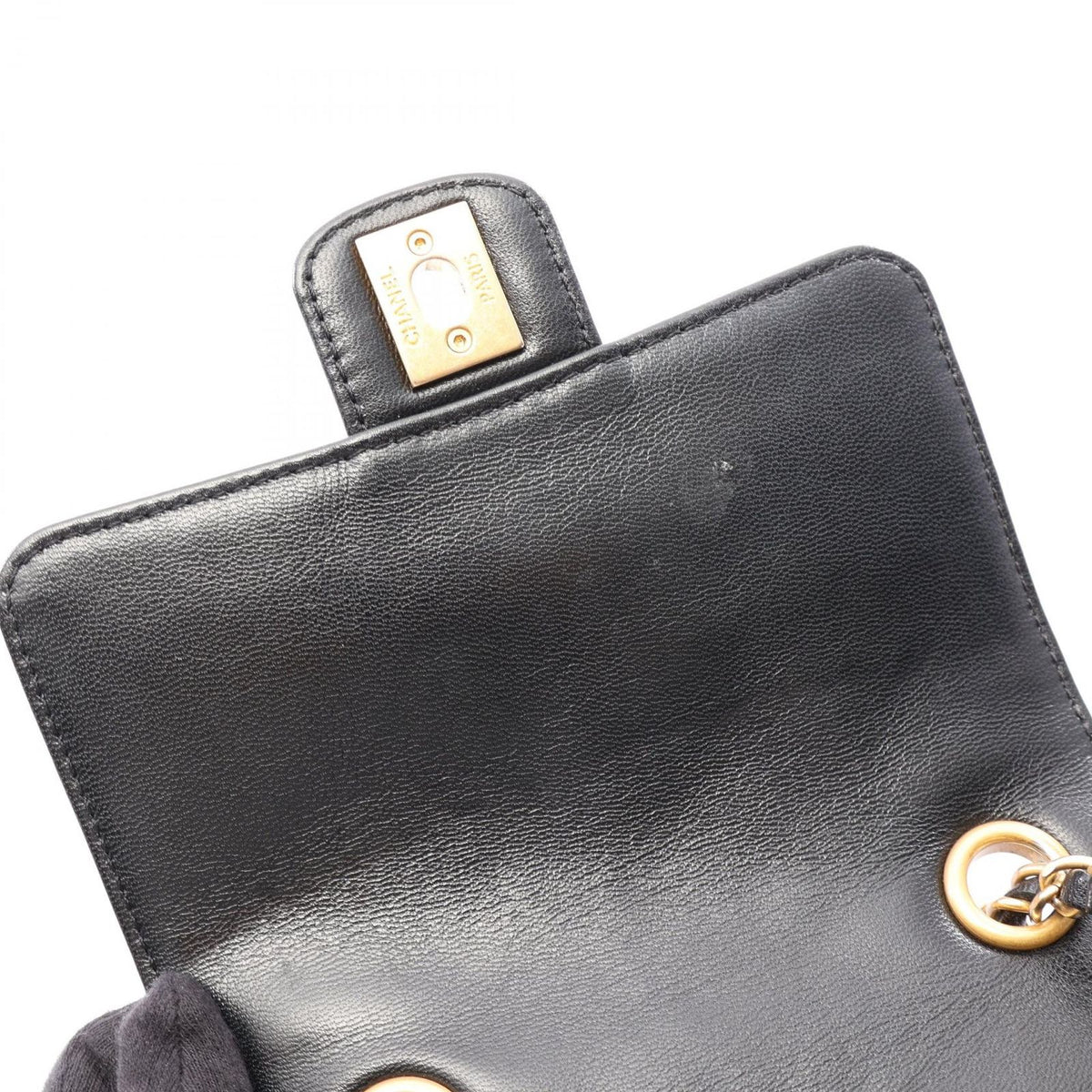 Chanel Shoulder Bag Quilted Black Leather Mini Flap Chain — view 6
