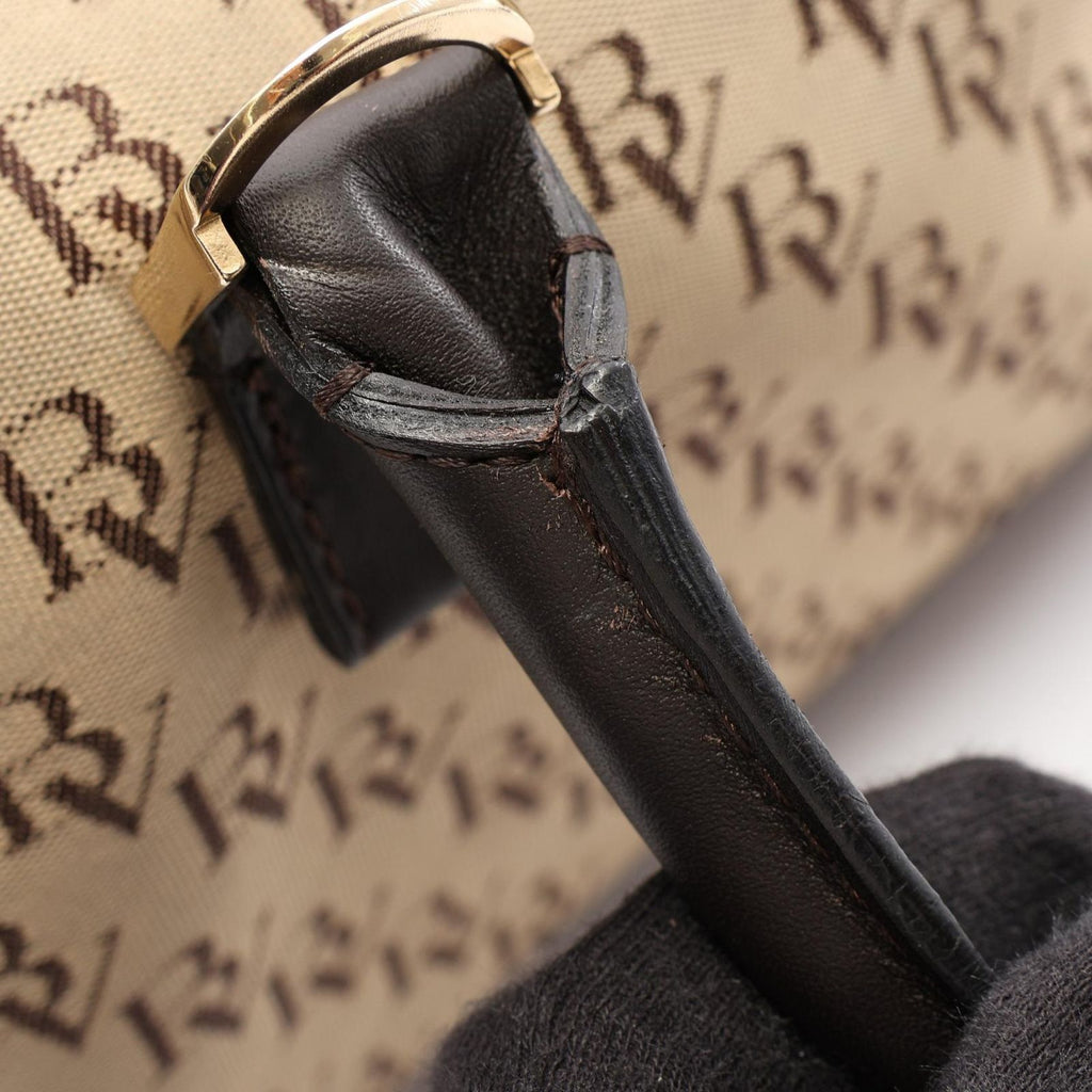 Bottega Veneta Handbag 2-Way Beige Dark Brown Canvas Leather Shoulder — view 7