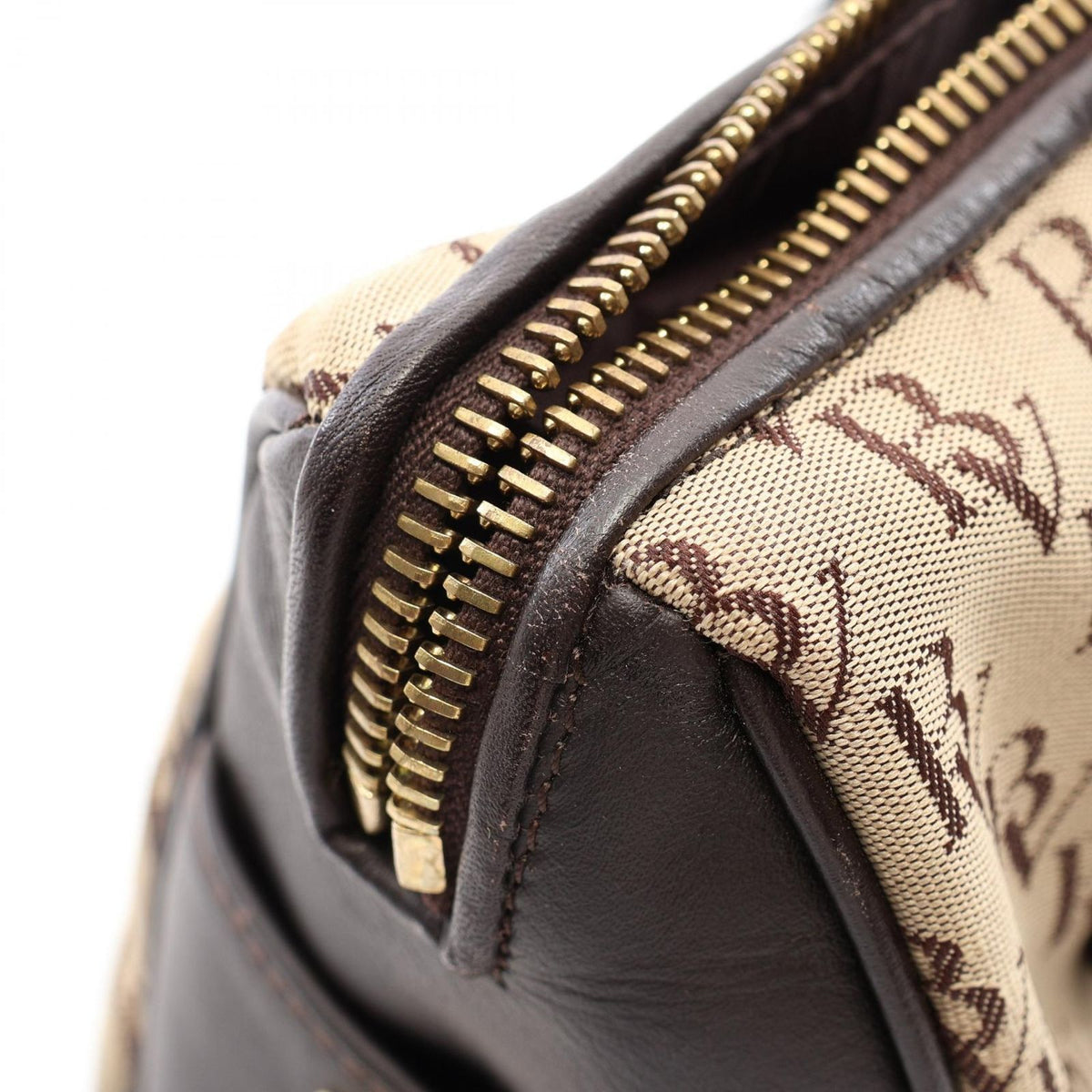 Bottega Veneta Handbag 2-Way Beige Dark Brown Canvas Leather Shoulder — view 8