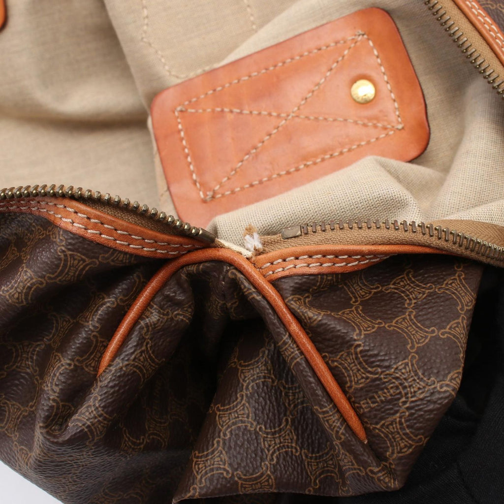 Celine Boston Bag Macadam Brown Dark Leather — view 8