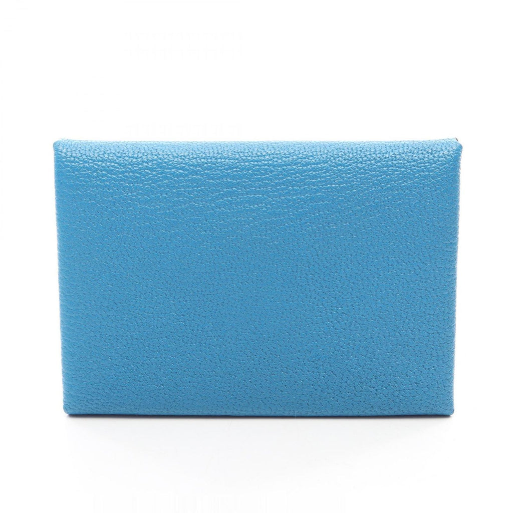 Hermes Coin Purse Calvi Duo Verso Blue Zanzibar Mint