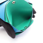Hermes Coin Purse Calvi Duo Verso Blue Zanzibar Mint — view 4